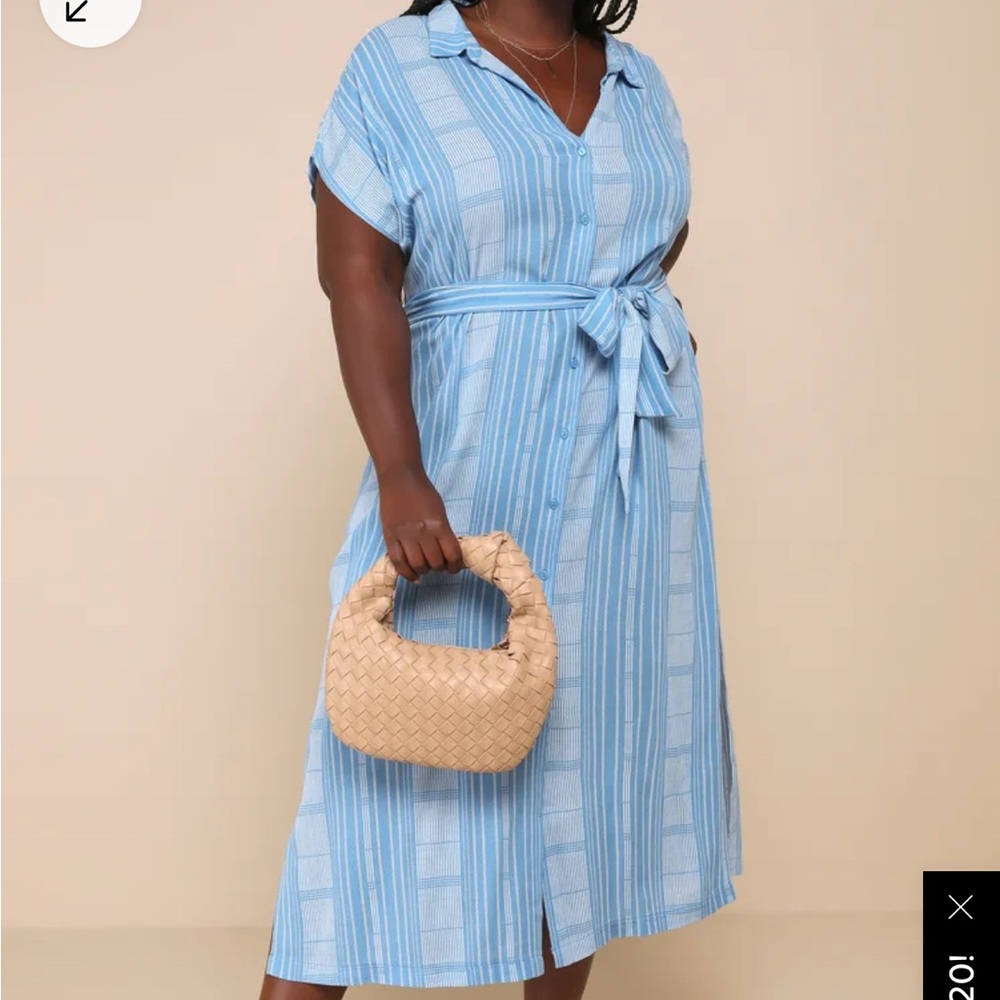 Lulus “I’m the one” blue and white striped shirt dress